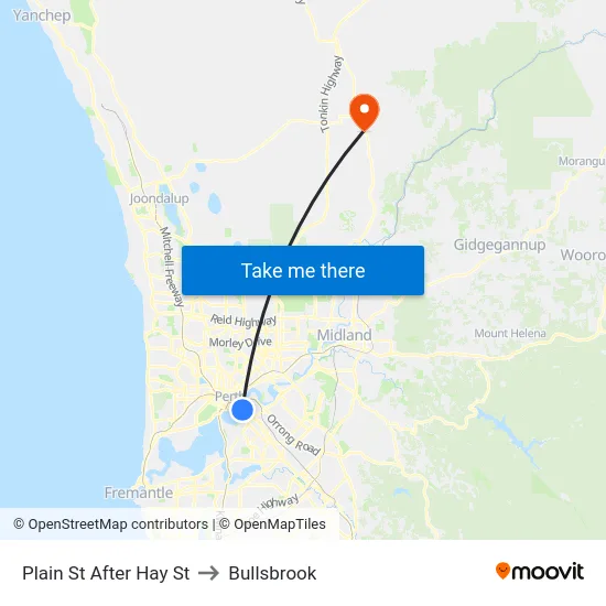 Plain St After Hay St to Bullsbrook map