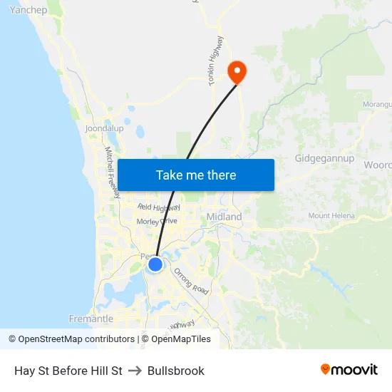 Hay St Before Hill St to Bullsbrook map