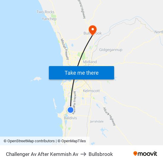 Challenger Av After Kemmish Av to Bullsbrook map