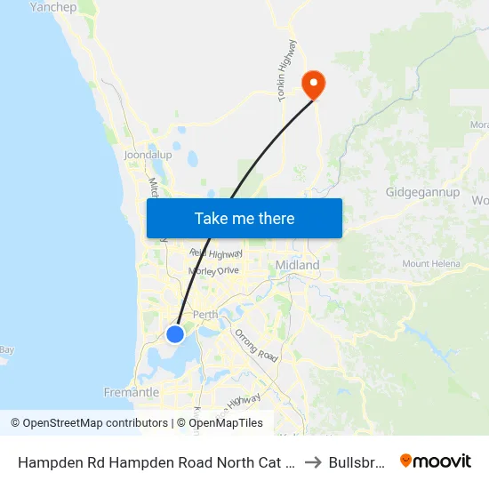 Hampden Rd Hampden Road North Cat Id 130 to Bullsbrook map