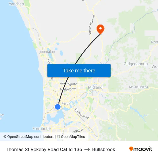Thomas St Rokeby Road Cat Id 136 to Bullsbrook map