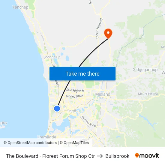 The Boulevard  - Floreat Forum Shop Ctr to Bullsbrook map