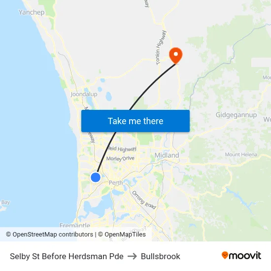 Selby St Before Herdsman Pde to Bullsbrook map