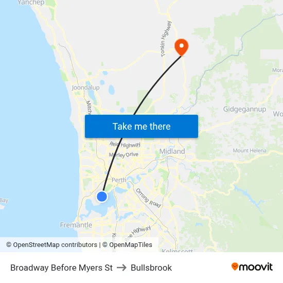 Broadway   Before Myers St to Bullsbrook map