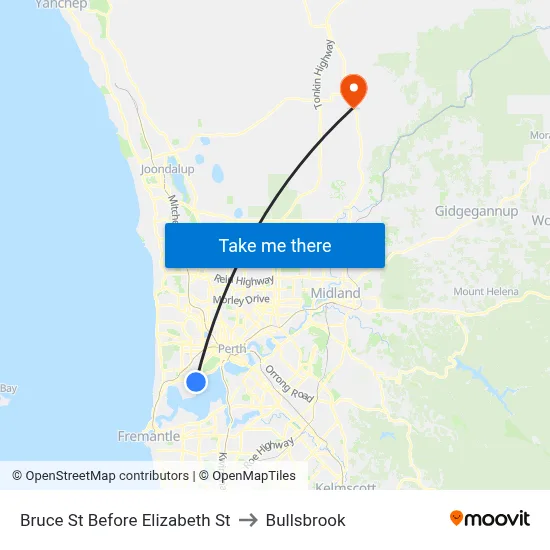 Bruce St Before Elizabeth St to Bullsbrook map
