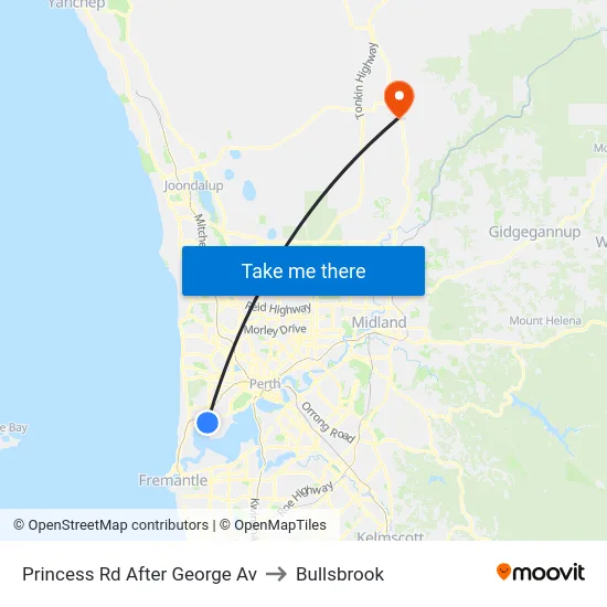 Princess Rd After George Av to Bullsbrook map