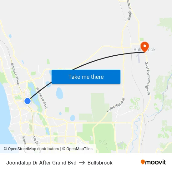 Joondalup Dr After Grand Bvd to Bullsbrook map