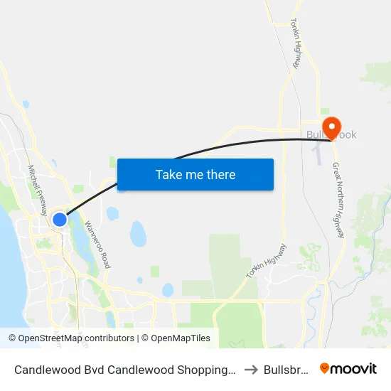 Candlewood Bvd Candlewood Shopping Centre to Bullsbrook map