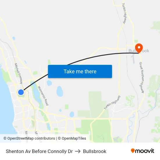 Shenton Av Before Connolly Dr to Bullsbrook map