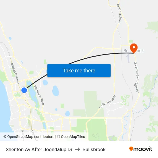 Shenton Av After Joondalup Dr to Bullsbrook map