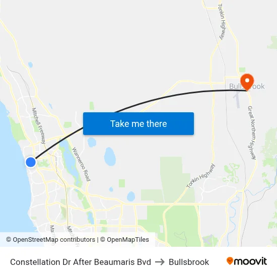 Constellation Dr After Beaumaris Bvd to Bullsbrook map