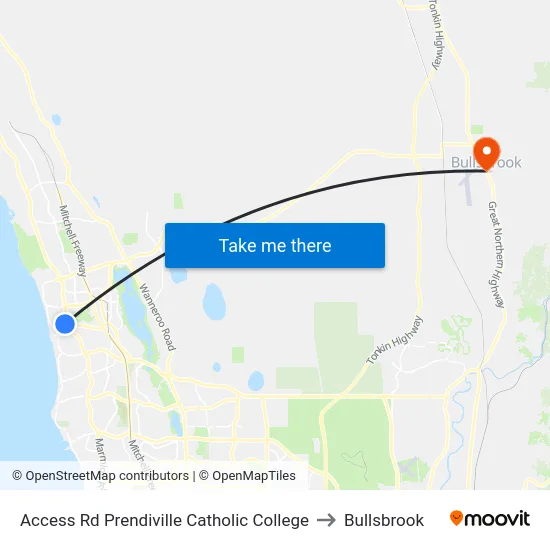 Access Rd Prendiville Catholic College to Bullsbrook map