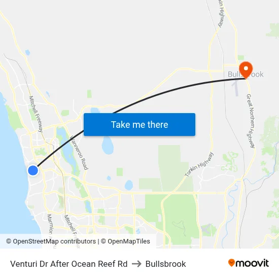 Venturi Dr After Ocean Reef Rd to Bullsbrook map
