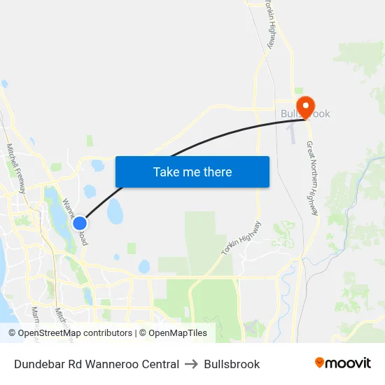 Dundebar Rd Wanneroo Central to Bullsbrook map