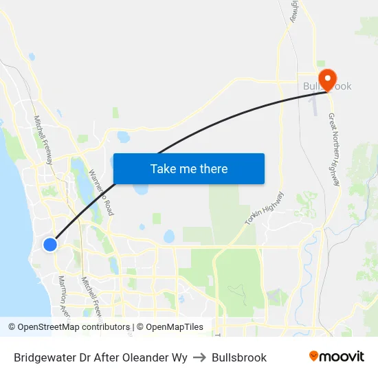Bridgewater Dr After Oleander Wy to Bullsbrook map