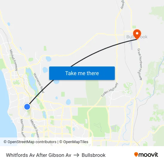 Whitfords Av After Gibson Av to Bullsbrook map