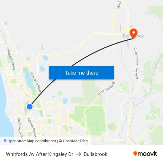 Whitfords Av After Kingsley Dr to Bullsbrook map