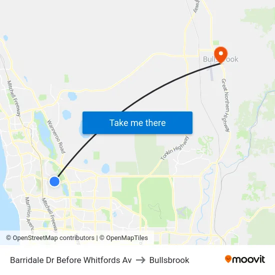 Barridale Dr Before Whitfords Av to Bullsbrook map