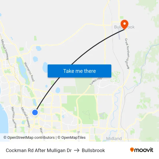 Cockman Rd After Mulligan Dr to Bullsbrook map