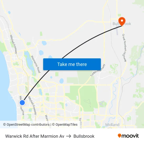 Warwick Rd After Marmion Av to Bullsbrook map