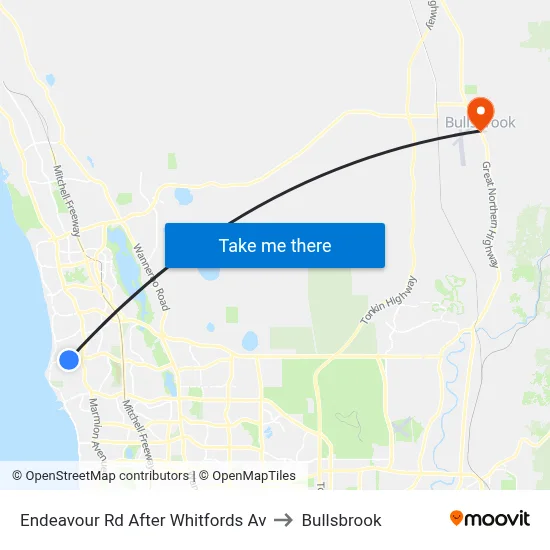Endeavour Rd After Whitfords Av to Bullsbrook map