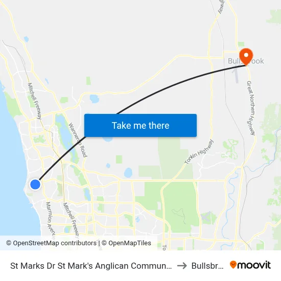 St Marks Dr St Mark's Anglican Community School to Bullsbrook map