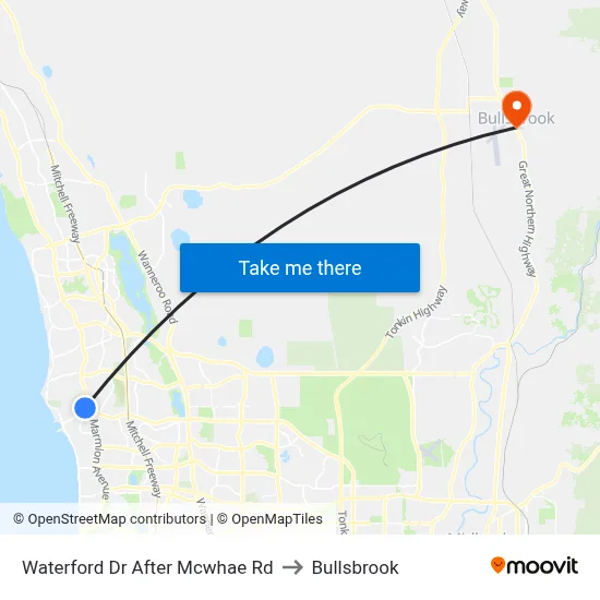 Waterford Dr After Mcwhae Rd to Bullsbrook map