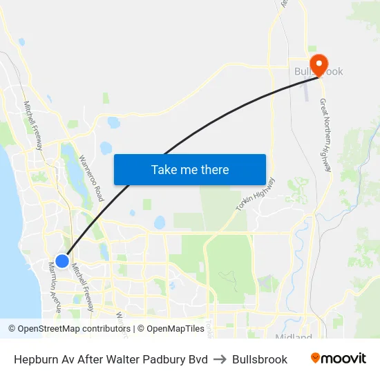 Hepburn Av After Walter Padbury Bvd to Bullsbrook map
