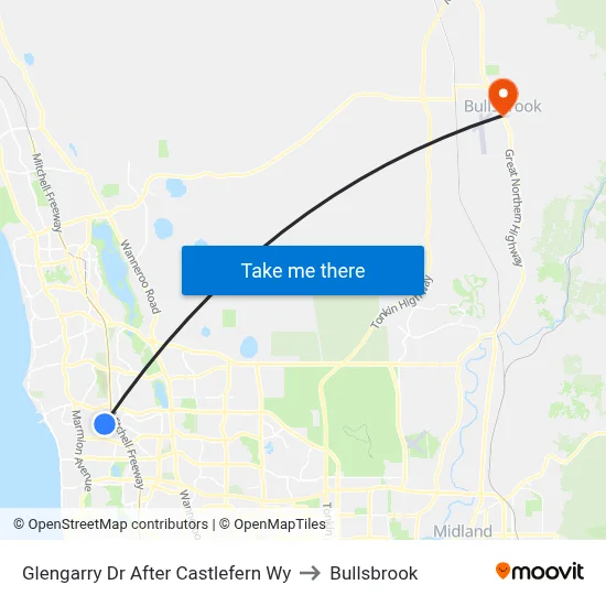 Glengarry Dr After Castlefern Wy to Bullsbrook map