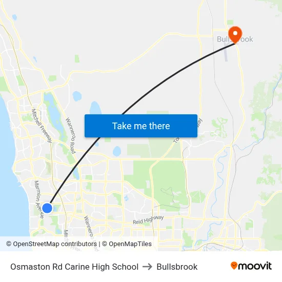 Osmaston Rd Carine High School to Bullsbrook map