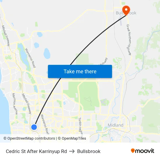 Cedric St After Karrinyup Rd to Bullsbrook map