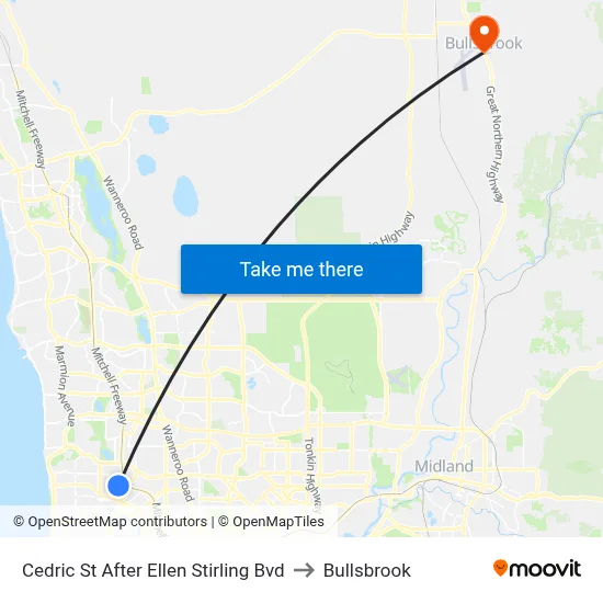 Cedric St After Ellen Stirling Bvd to Bullsbrook map