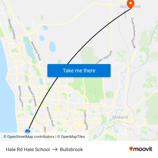 Hale Rd Hale School to Bullsbrook map