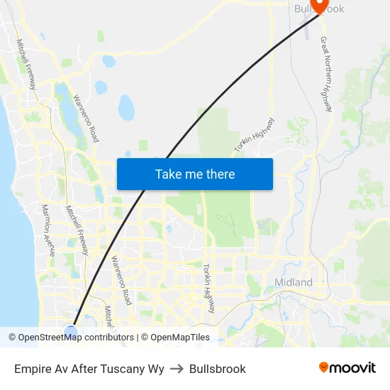 Empire Av After Tuscany Wy to Bullsbrook map