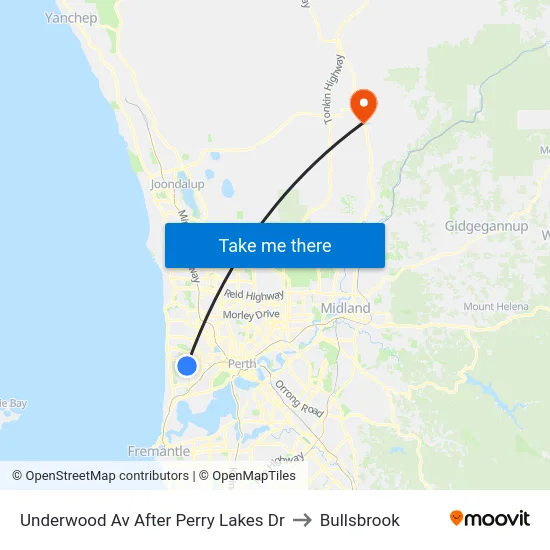 Underwood Av After Perry Lakes Dr to Bullsbrook map