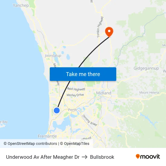 Underwood Av After Meagher Dr to Bullsbrook map