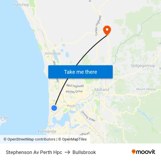 Stephenson Av Perth Hpc to Bullsbrook map