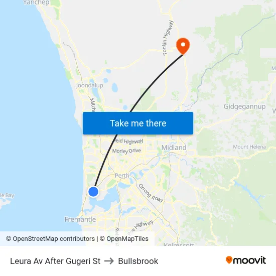 Leura Av After Gugeri St to Bullsbrook map