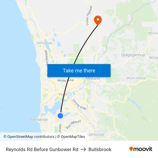 Reynolds Rd Before Gunbower Rd to Bullsbrook map