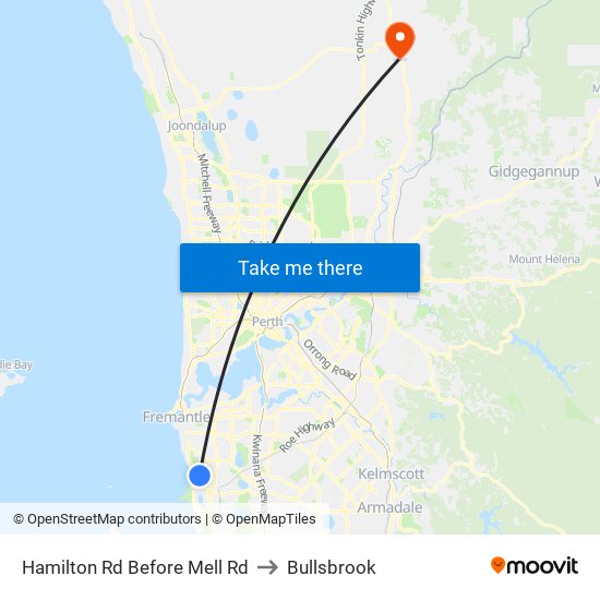 Hamilton Rd Before Mell Rd to Bullsbrook map