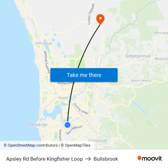 Apsley Rd Before Kingfisher Loop to Bullsbrook map