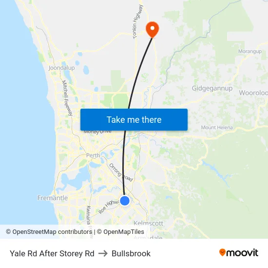 Yale Rd After Storey Rd to Bullsbrook map