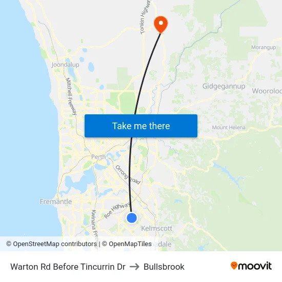 Warton Rd Before Tincurrin Dr to Bullsbrook map