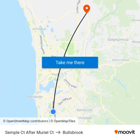 Semple Ct After Muriel Ct to Bullsbrook map