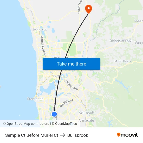 Semple Ct Before Muriel Ct to Bullsbrook map