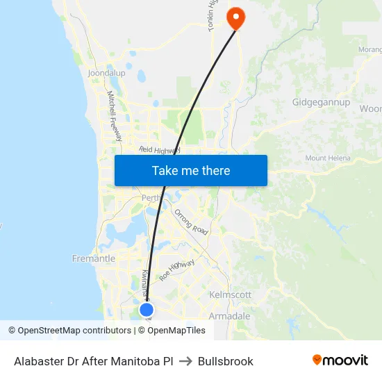 Alabaster Dr After Manitoba Pl to Bullsbrook map