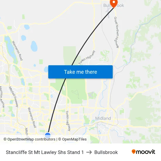 Stancliffe St Mt Lawley Shs Stand 1 to Bullsbrook map