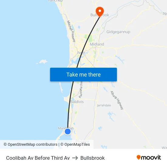 Coolibah Av Before Third Av to Bullsbrook map