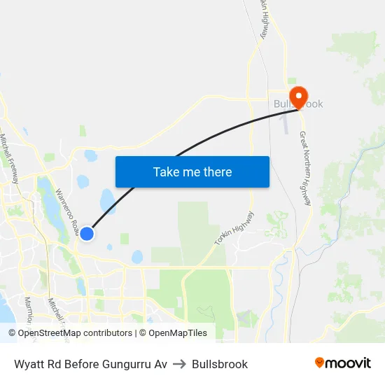 Wyatt Rd Before Gungurru Av to Bullsbrook map