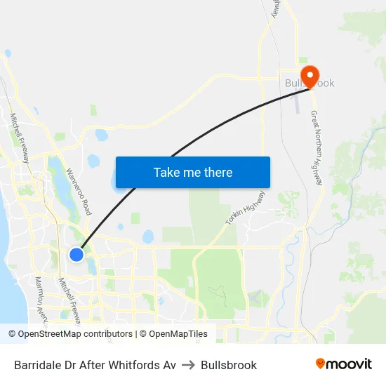 Barridale Dr After Whitfords Av to Bullsbrook map